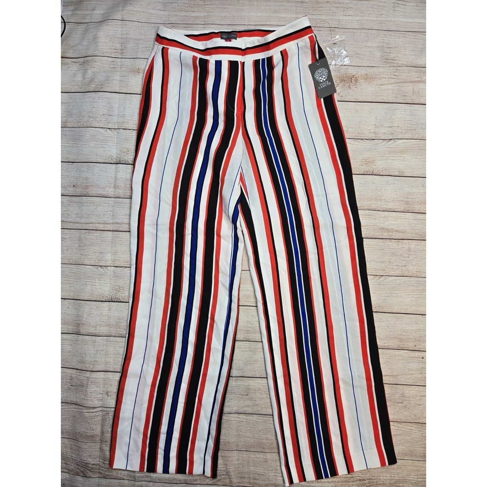 Vince Camuto Women's Wide-Leg Striped Lightweight Dress Pants Black Size 6 NWT